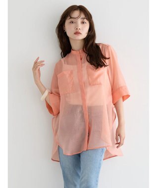 AMERICAN HOLIC シアーバックフレアＷポケットシャツチュニック Pink