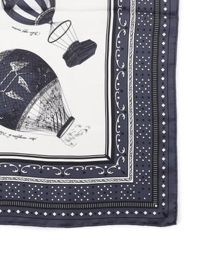 23区 manipuri  バルーンバンダナプリント シルク スカーフ ネイビー系