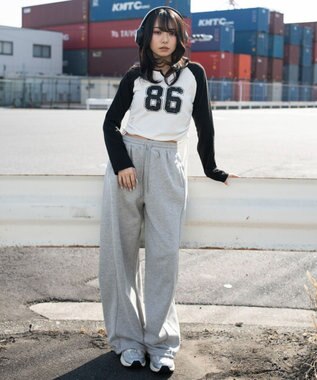 WEGO サイドドロストキーネックロンT ブラック