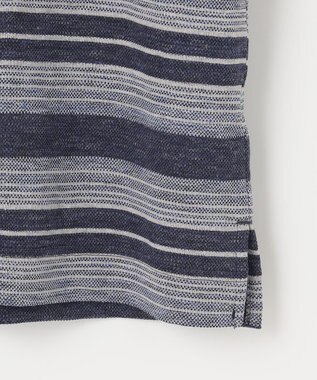 JOSEPH ABBOUD 【キングサイズ・吸水速乾】リネンマルチボーダー ポロシャツ ネイビー系2