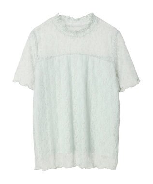 earth music&ecology レースドッキング半袖プルオーバー Mint