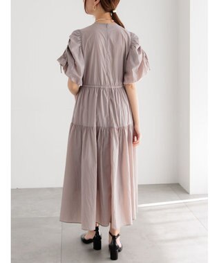 Te chichi スリーブリボンロングワンピース グレー