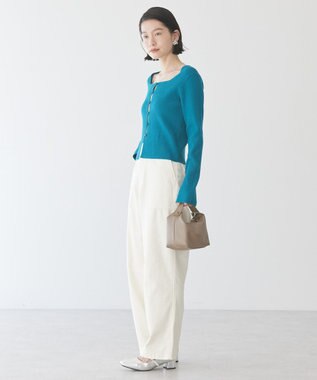 AMERICAN HOLIC スクエアリブニットカーディガン Turquoise Blue