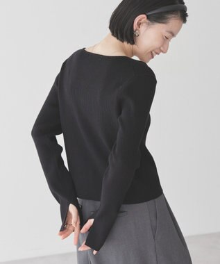 AMERICAN HOLIC スクエアリブニットカーディガン Black