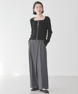 AMERICAN HOLIC スクエアリブニットカーディガン Black