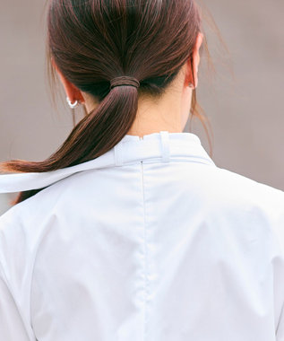 #Newans 【洗濯機可】ステッチデザインリボンタイブラウス ホワイト