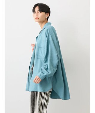 AMERICAN HOLIC 接触冷感Ｗポケット袖タックシャツチュニック Sax