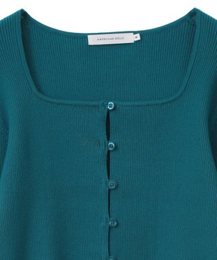 AMERICAN HOLIC スクエアリブニットカーディガン Turquoise Blue