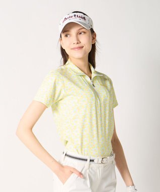 FILA GOLF／marie claire 【Marie claire sports】小花柄ハーフジップ半袖シャツ イエロー