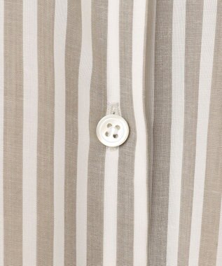 ICB L 【洗える】 キュプラローンストライプ シャツ オリーブストライプ系