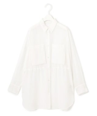 ICB L 【洗える】 PlaXシアーオーガンジー シャツ オフホワイト系
