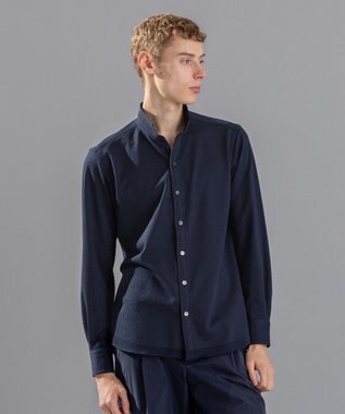 JOSEPH HOMME コンフォートクリアギンガム　ウイングカラーシャツ ネイビー系