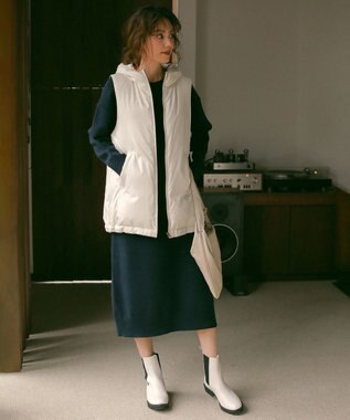 23区 サイドゴア ブーツ アイボリー系