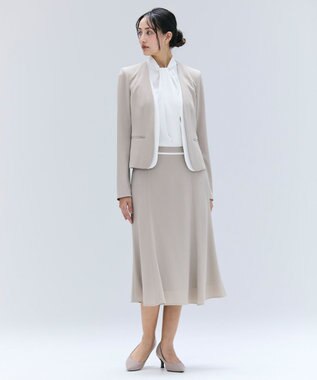 BEIGE， 【洗える・L-size】CINDY / フレアスカート Taupe × White