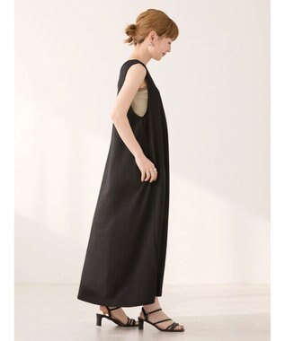 AMERICAN HOLIC 丈違いジョーゼットＶネックワンピース Black