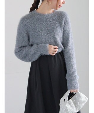 Te chichi シャギーヤーンロングスリーブニット チャコールグレー