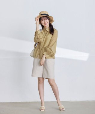 Tiaclasse L 【洗える】はしごレースパフ袖シャツ イエロー