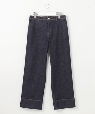 J.PRESS LADIES L 【洗える】 10oz Stretch Denim セミワイド パンツ ネイビー系