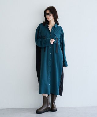 YECCA VECCA ミリタリーロングシャツワンピース Green