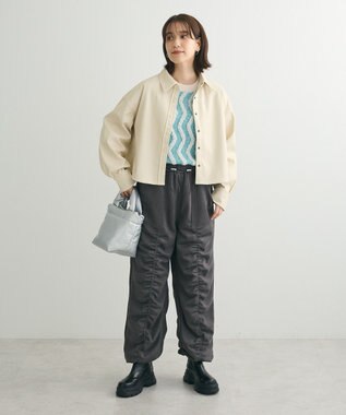 Green Parks ・ＳＵＧＡＲ　ＳＰＯＯＮ　スエード調ギャザーカーコ Charcoal Gray