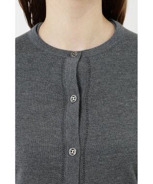 DAKS クルーネックウールニットカーディガン グレー