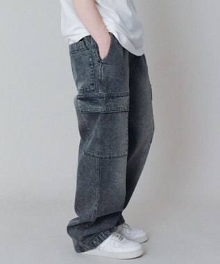 WEGO 【KIDS】デニムイージーカーゴパンツ（JUNIOR） デニム中濃加工色