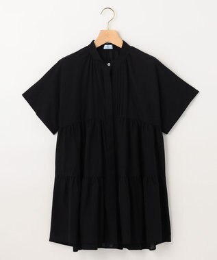 組曲 【洗える】ナチュラルローンギャザーフレア ブラウス ブラック系
