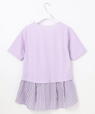 自由区 【洗える】コンビネーションシャーティング ペプラムデザイン カットソー ライラック系1