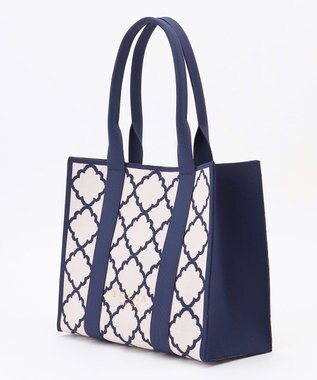 TOCCA 【大人百花掲載】【A4サイズ対応】CHECKER CLOVER KNITBAG ニットバッグ インディゴブルー系