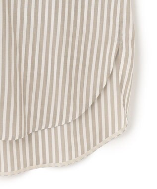 ICB L 【洗える】 キュプラローンストライプ シャツ オリーブストライプ系