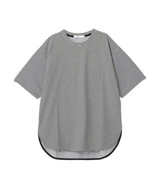 AMERICAN HOLIC 裾ラウンドＴシャツ Border Black