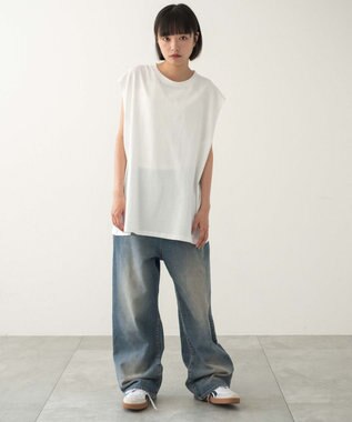 WEGO 【ユニセックス着用ITEM/MLサイズ展開/綿100%】スリーブレスコットンT ホワイト