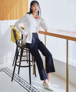 ANY SIS L センタープレスセミフレア デニム ワンウォッシュ