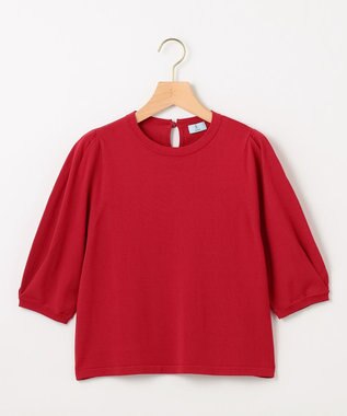 組曲 クルミボタン5分袖ニット レッド系