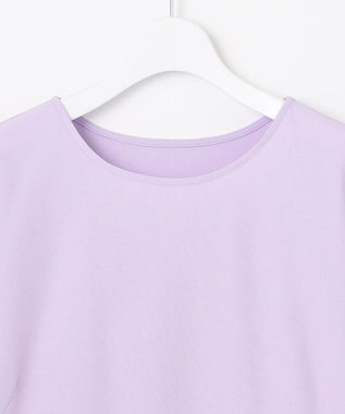 自由区 【洗える】コンビネーションシャーティング ペプラムデザイン カットソー ライラック系1
