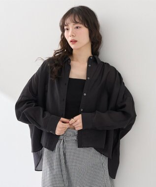 earth music&ecology ワイドシルエットシアーシャツ Black