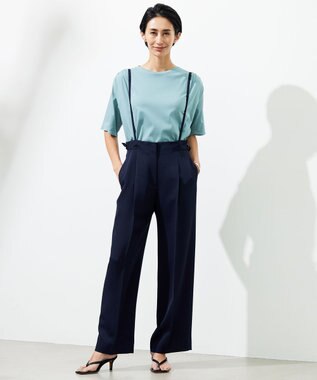 ICB 【接触冷感・UVケア・洗える】 ハイツイストスムース デザインカットソー カデットブルー系