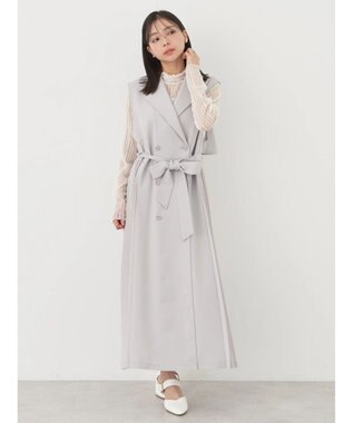 earth music&ecology サイドプリーツジレンチ Gray