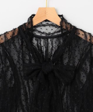 組曲 【前後着用可】チュールフリル ブラウス ブラック系