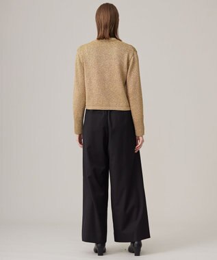 ICB L 【洗える】 ウールヴィスコースストレッチ タックパンツ ブラック系