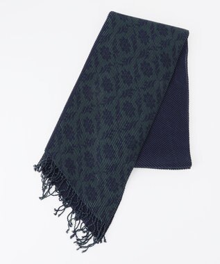 JOSEPH HOMME シルクカシミヤ　プリーツストール　オーナメント柄 ピーコックグリーン系