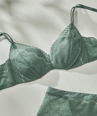 une nana cool 【リニューアル】364ブラ レース ノンワイヤーブラ オリーブ