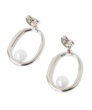 AMERICAN HOLIC オーバルパールピアス Silver