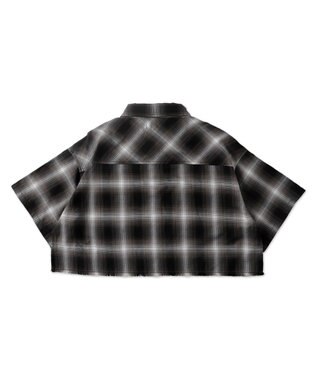 WEGO 【手洗い可/綿100％】オンブレチェックショートシャツ ブラックチェック1