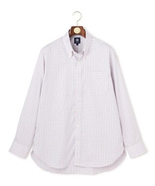 J.PRESS MEN 【KING SIZE】【PREMIUM PLEATS / 形態安定】タッタソールチェック ドレスシャツ / B.D. ワイン系3