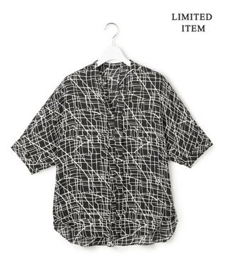 ICB L 【新色追加・WEB限定】BackSatinAmunzen 5分袖キーネックブラウス