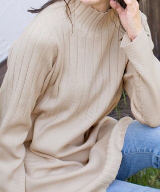 Tiaclasse L 【洗える】もっちり柔らかいハーフリブニットチュニック エクリュ