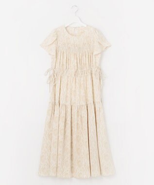 Feroux 【洗える】フラワープリントドロスト ワンピース ライトイエロー系3