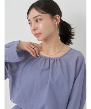 earth music&ecology シャーリングシアーブラウス Blue