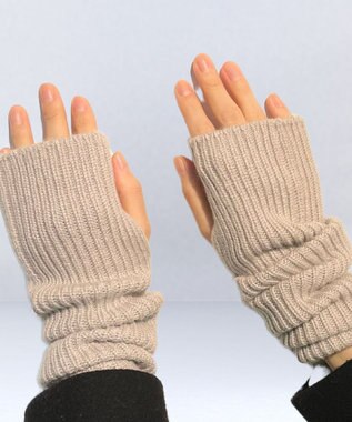 MOONBAT 【カシミヤ100%】リブニットアームウォーマー ベージュ